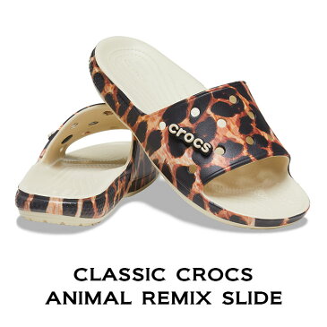 クロックス crocs【メンズ レディース サンダル】Classic Crocs Animal Remix Slide/クラシック クロックス アニマル リミックス スライド/ボーンxレオパード｜**