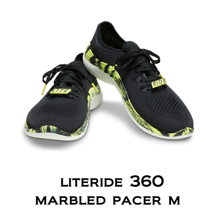 クロックス crocs【メンズ スニーカー】LiteRide 360 Marbled Pacer Ms/ライトライド 360 マーブルド ペイサー メン/ブラックxシトラス｜**