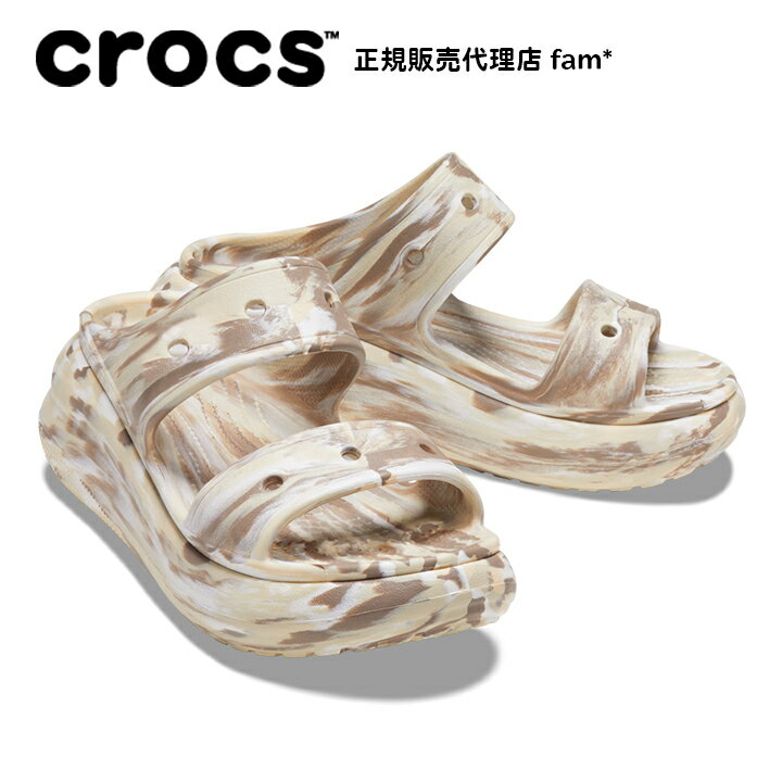 『30%OFF』クロックス crocs【メンズ レディース サンダル】Crush Marbled Sandal/クラッシュ マーブルド サンダル/ボーン×マルチ｜##