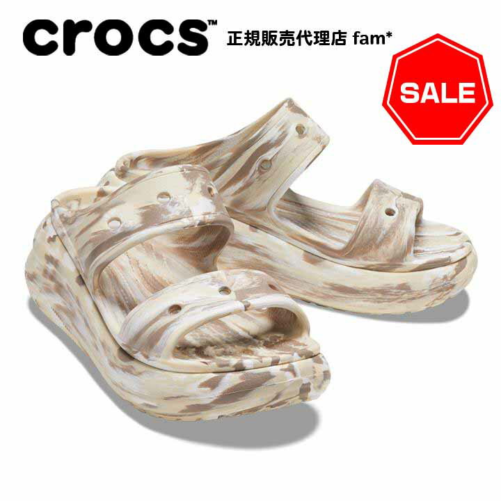 『40%OFF』クロックス crocs【メンズ レディース サンダル】Crush Marbled Sandal/クラッシュ マーブルド サンダル/ボーン×マルチ｜##