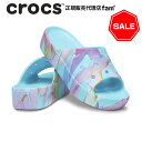 『60%OFF』クロックス crocsClassic Platform Palm Print Slide W/クラシック プラットフォーム パーム プリント スライド/ネプチューン×マルチ｜##