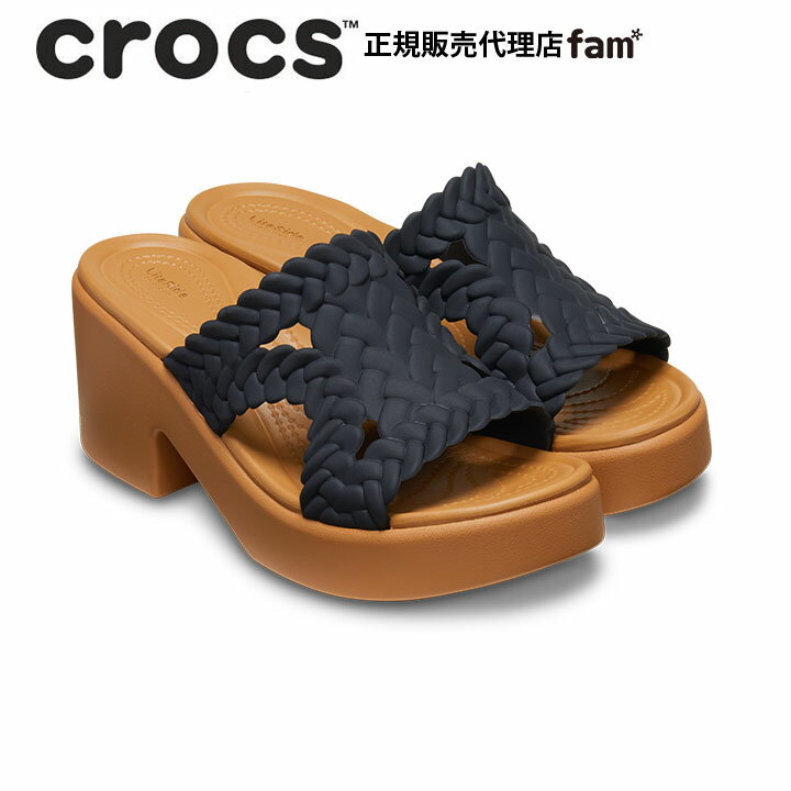 クロックス crocs【レディース サンダル】Brooklyn Woven Slide Heel W/ブルックリン ウーブン スライド ヒール W/ブラック｜●