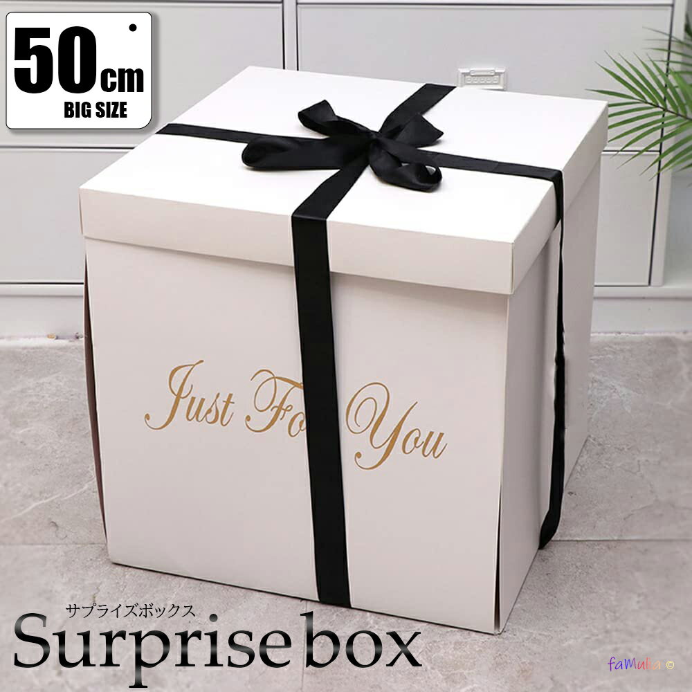 サプライズボックス 誕生日 箱 プレゼント ボックス 大きい【 50 × 50cm 白 】ドッキリ 巨大 おもしろ バースデー 飾り付け パーティーグッズ シンプル 部屋 boxのみ