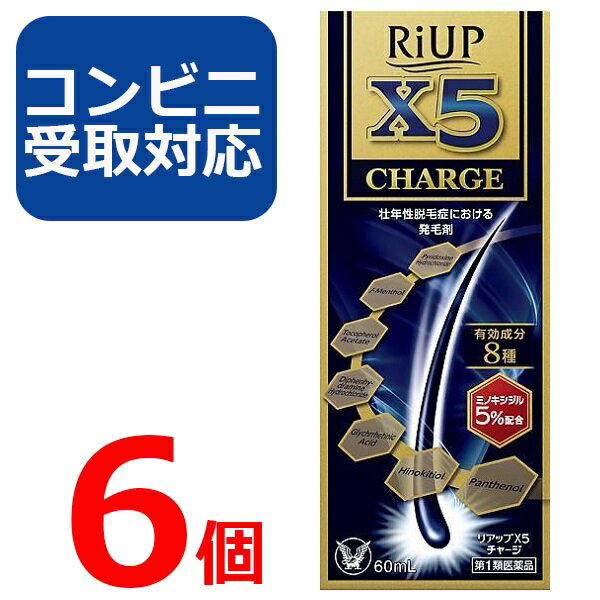 【第1類医薬品】リアップ X5 チャージ 60ml 6個セット 【コンビニ受取対応】リアップx5 CHARGE 発毛剤 大正製薬 毛生え薬 ミノキシジル 5 薄毛 壮年性 育毛剤 育毛ローション 男性用 抜け毛予防 フケ 薄毛予防 髪 頭髪 毛髪 生える【4987306058040】