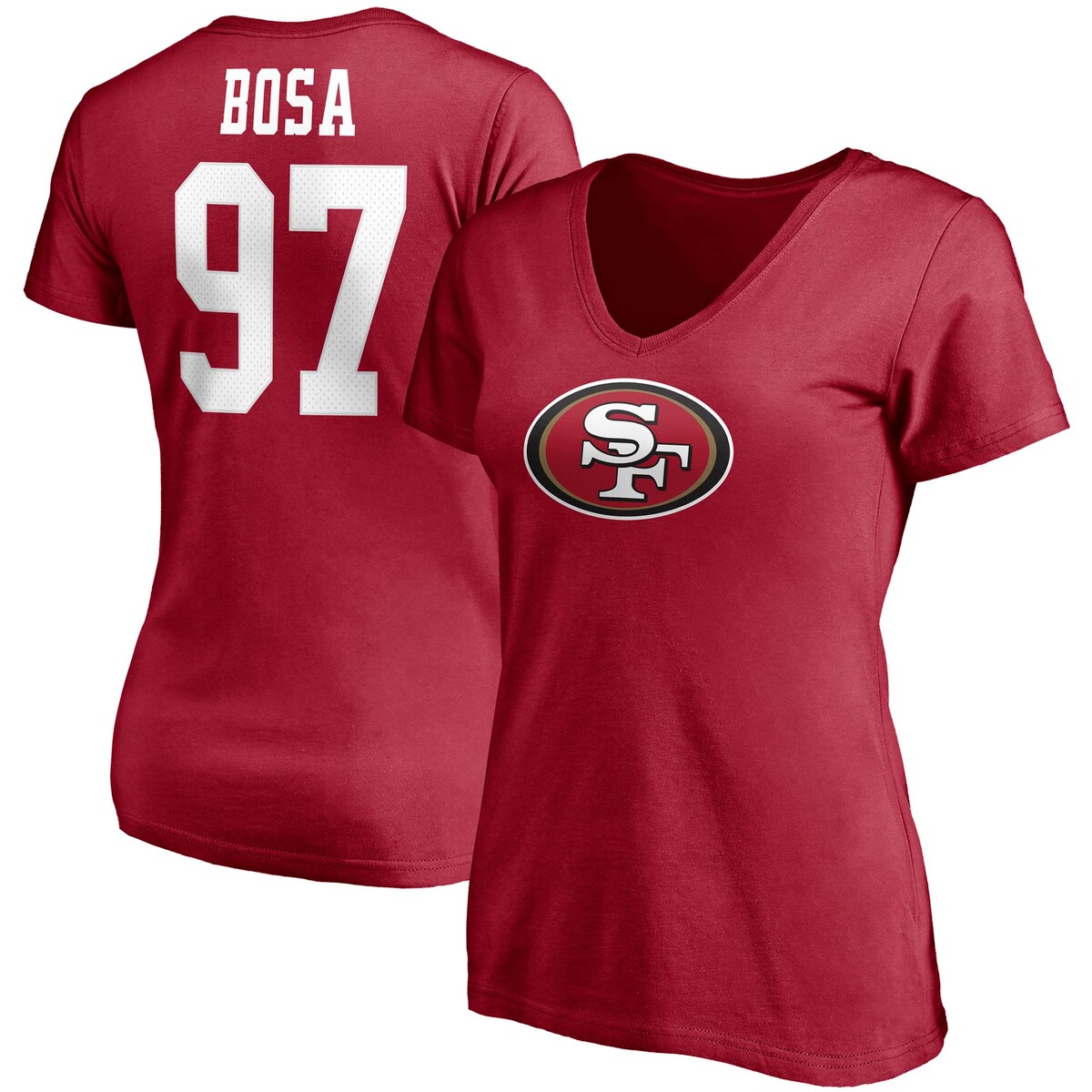 エントリーでポイント 5倍【公式グッズ】NFL 49ers ニック・ボサ Tシャツ Fanatics(ファナティクス) レディース スカーレット (Women's Player Icon N&N SST)