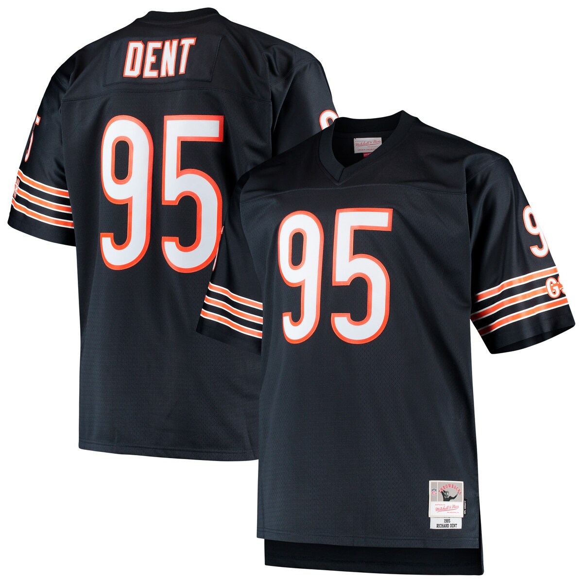 Showcase who your all-time favorite Chicago Bears is by sporting this Richard Dent 1985 Retired Player Replica jersey from Mitchell & Ness. It features authentic Chicago Bears graphics that will leave a lasting impression on fellow fans. You'll remind everyone around you of the legendary Richard Dent.Officially licensedShort sleeveReplica JerseyMaterial: 100% PolyesterV-neckMachine wash, tumble dry lowImportedStitched tackle twill letters and numbersDroptail hem with side splitsMesh fabricBrand: Mitchell & NessStitched fabric applique with player year and nameStitched jock tag at bottom left hemBack neck taping - no irritating stitch on the back neck