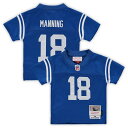 Welcome your new little Indianapolis Colts fan into the football family with this Peyton Manning 1998 Retired Legacy jersey from Mitchell & Ness. The soft, breathable mesh material provides a nice breeze to keep them cool. Finished with a sleek Indianapolis Colts design, this player jersey gives your MVP in the making a fresh new look.Officially licensedWoven tag at bottom left hemReplica Throwback JerseyHeat-sealed stripesMesh fabricMachine wash with garment inside out, tumble dry lowImportedStitched tackle twill appliqueMaterial: 100% PolyesterShort sleevesBottom hem with side splitsNFL patch sewn onto bottom front collarBrand: Mitchell & Ness