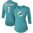 【公式グッズ】NFL ドルフィンズ トゥア・タゴヴァイロア Tシャツ Majestic(マジェスティック) レディース アクア (Women's Team Color 3/4 Raglan Player N&N Top)