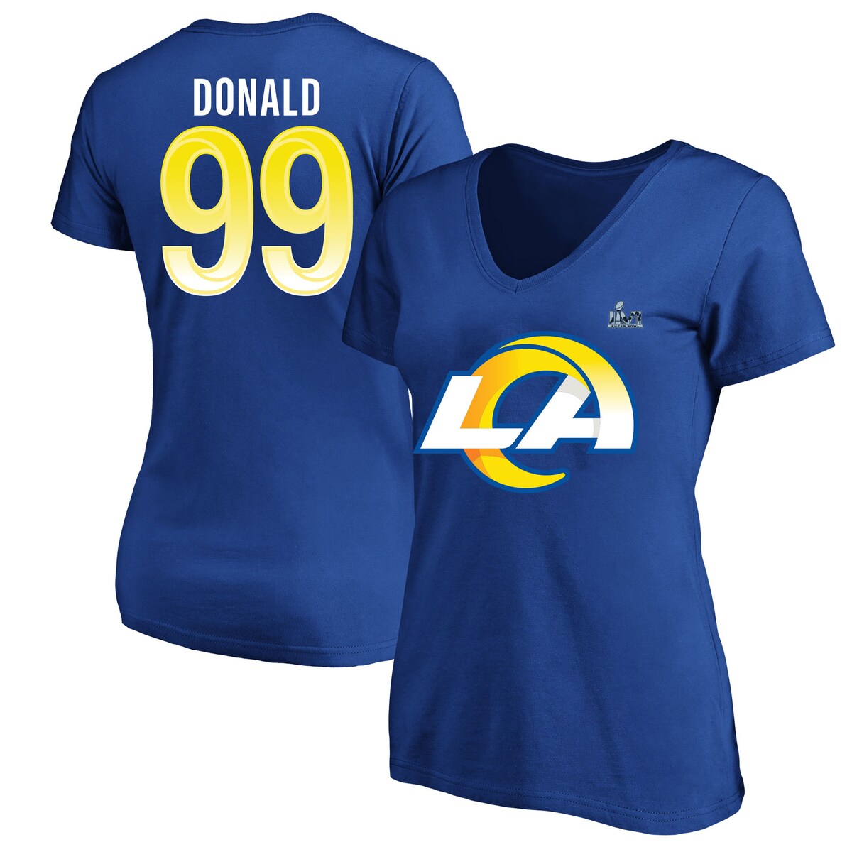 【公式グッズ】NFL ラムズ アーロン・ドナルド Tシャツ Fanatics（ファナティクス） レディース ロイヤル (Women's Plus Size SB56 N&N SST)