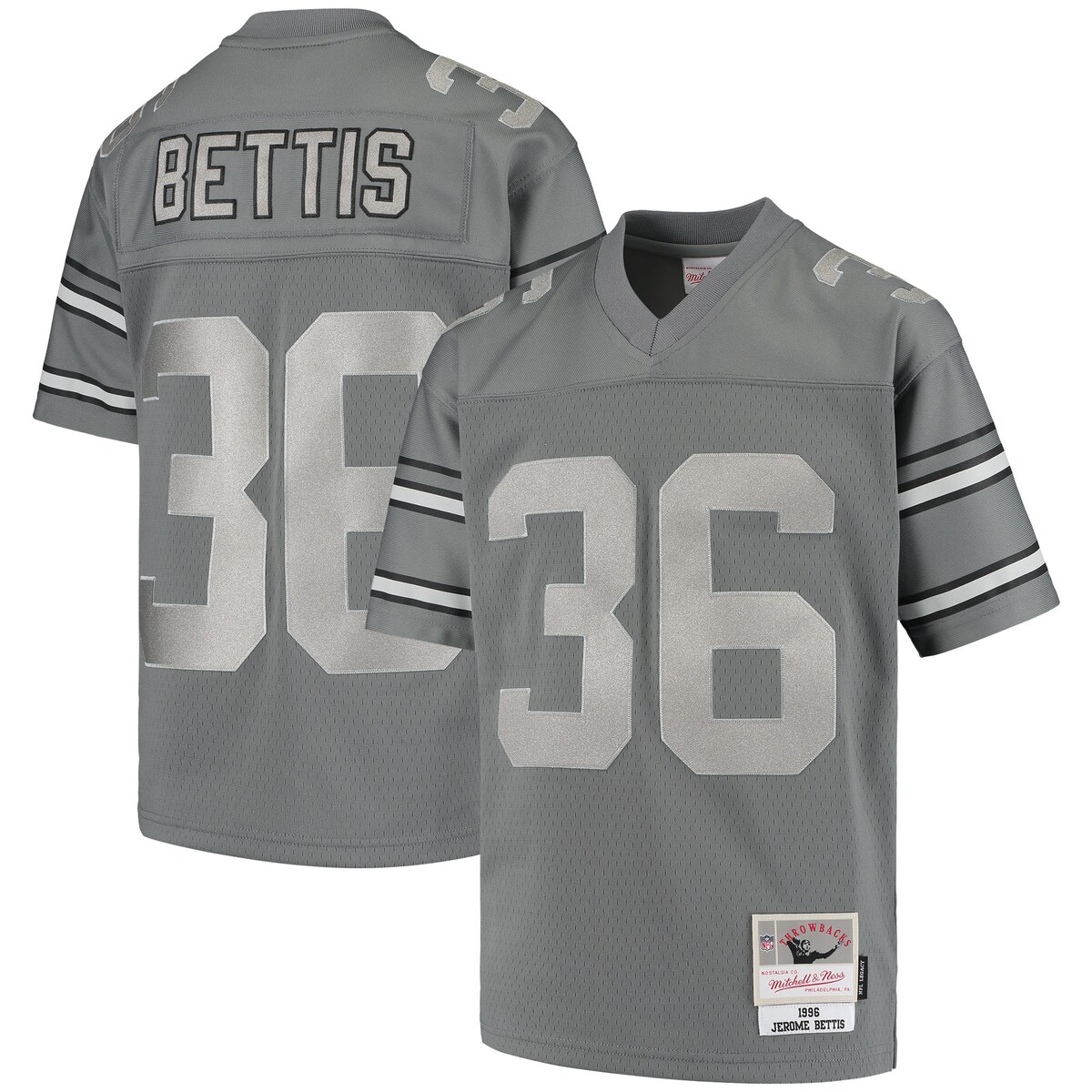 NFL スティーラーズ ジェローム・ベティス レプリカ ユニフォーム Mitchell & Ness（ミッチェル＆ネス） キッズ チャコール (NFL Youth Retired Player Metal Jersey)