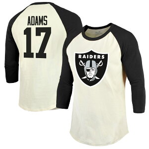 NFL レイダース ダバンテ・アダムス Tシャツ Majestic(マジェスティック) メンズ クリーム (Men's Cream 3/4 Raglan Player N&N Top)
