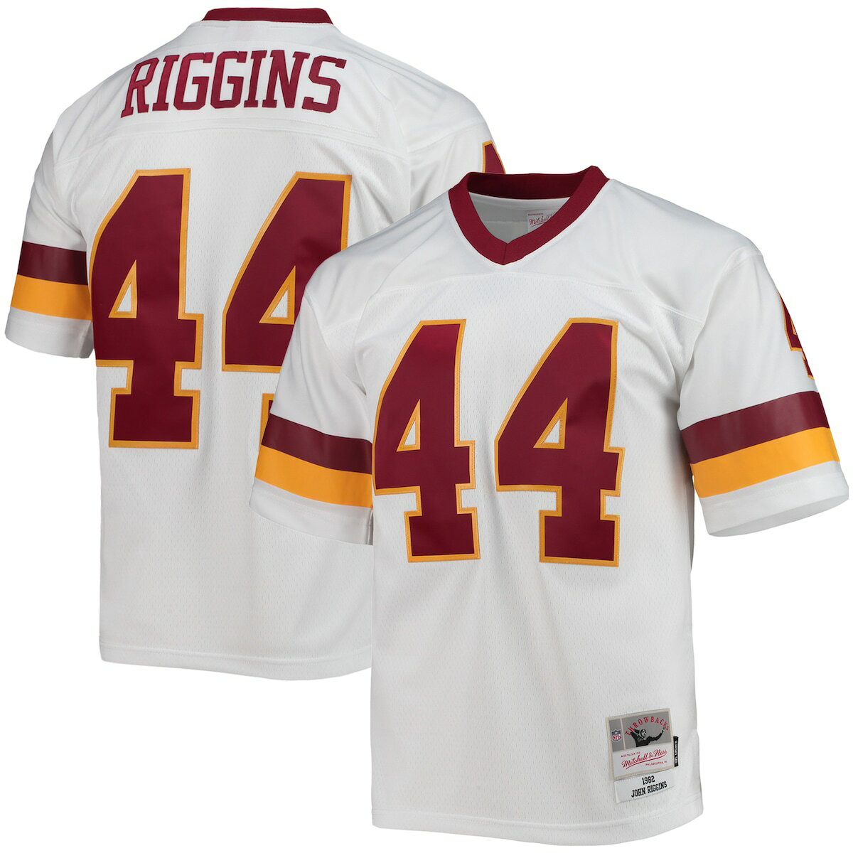 You're a massive Washington Football Team fan and also loved watching John Riggins play. Now you can show off your fandom for both when you get this John Riggins Washington Football Team Legacy replica jersey from Mitchell & Ness. It features distinctive throwback Washington Football Team graphics on the chest and back, perfect for wearing at a home game. By wearing this jersey, you'll be able to feel like you're reliving some of the great plays that John Riggins accomplished to lead the Washington Football Team to glory.Woven tags at bottom hemOfficially licensedMaterial: 100% PolyesterFabric applique sewn onSublimated rib-knit sleeve insertsEmbroidered twill graphicsThrowback JerseyBrand: Mitchell & NessSide splits at waist hemShort sleevesV-neckImportedMesh fabricEmbroidered NFL Shield at collarMachine wash, line dry