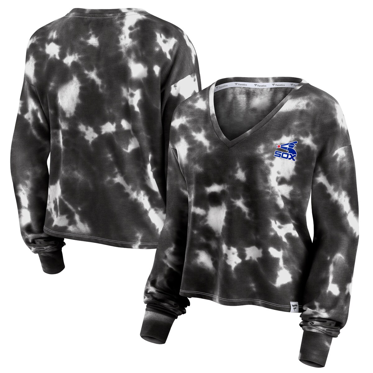 MLB zCg\bNX TVc Fanaticsit@ieBNXj fB[X zCg (Women's Tie Dye Long Sleeve V-Neck Cropped Tee)