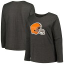 【公式グッズ】NFL ブラウンズ 長袖 Tシャツ Fanatics(ファナティクス) レディース チャコール (Women's Plus Primary Logo LS Tee)