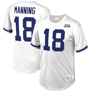 エントリーでポイント 5倍【公式グッズ】NFL コルツ ペイトン・マニング Tシャツ Mitchell & Ness(ミッチェル&ネス) メンズ ホワイト (Men's Retired Player N&N Mesh Crewneck Top - EXPIRED)