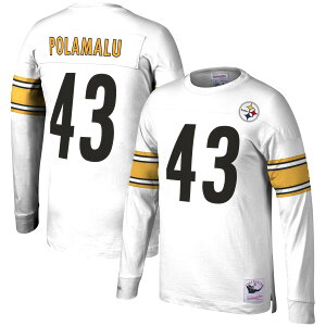 NFL スティーラーズ トロイ・ポラマル 長袖 Tシャツ Mitchell & Ness(ミッチェル&ネス) メンズ ホワイト (Men's Retired Player N&N LS Top - EXPIRED)