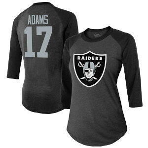 NFL レイダース ダバンテ・アダムス Tシャツ Majestic(マジェスティック) レディース ブラック (Women's Team Color 3/4 Raglan Player N&N Top)