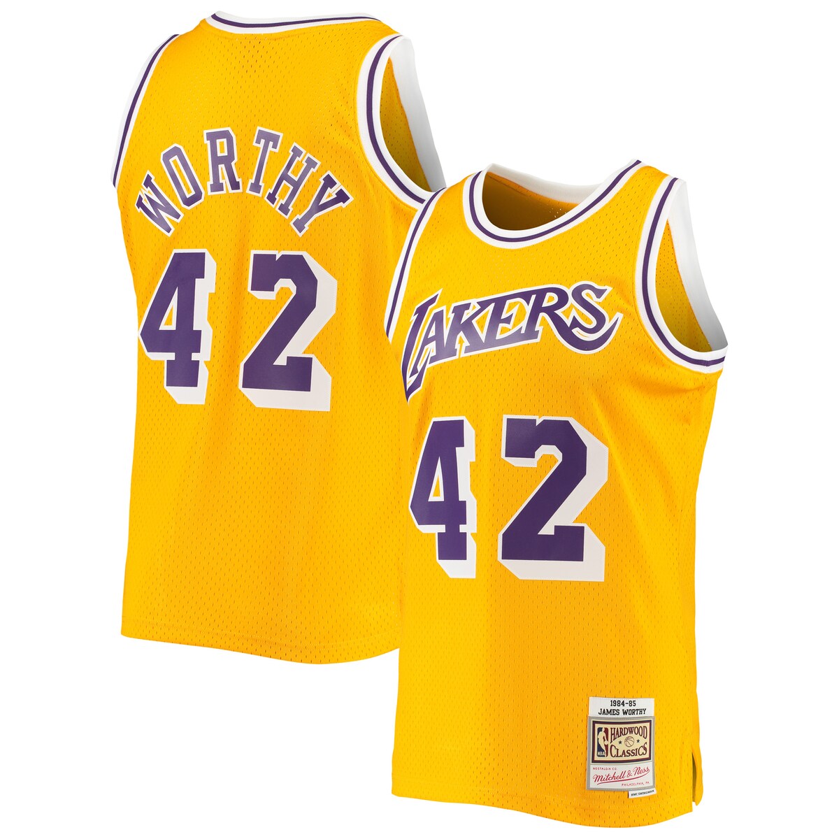 NBA レイカーズ ジェームス・ウォルティー ユニフォーム Mitchell & Ness（ミッチェル＆ネス） メンズ ゴールド (MNC NBA HWC Mens Swingman Jersey)