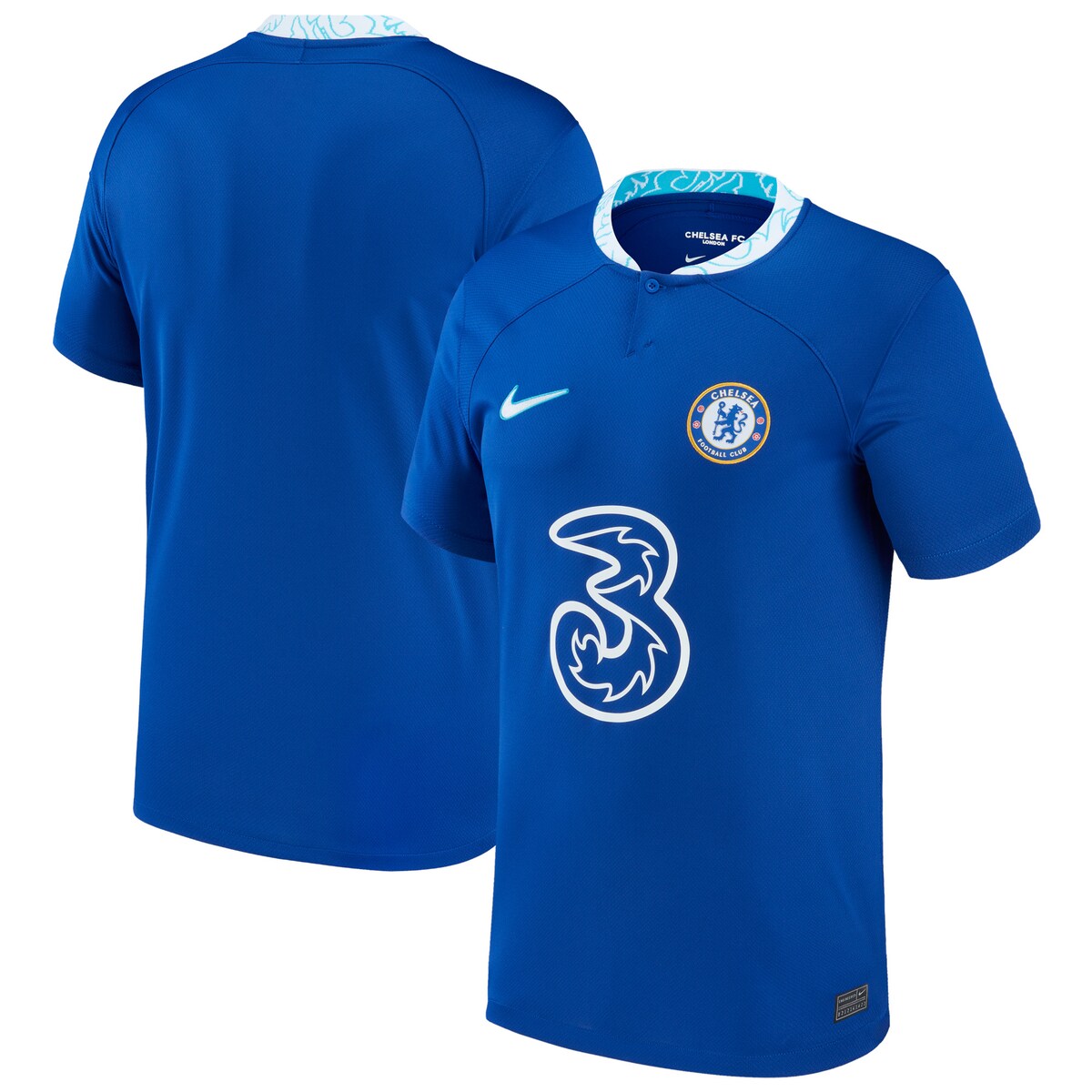 Show everyone that you're the number one fan of Chelsea with this 2022/23 Replica Home Jersey from Nike. This jersey replicates the style worn by the players out on the pitch, so you can look and feel like you're on the team. The jersey features ventilated mesh inserts to keep you cool and comfortable as the game heats up. The jersey displays embroidered Chelsea graphics on the left chest so that your can keep your team close to you heart.Material: 100% PolyesterReplica JerseyDri-FIT technology wicks away moistureSewn on embroidered team crest on left chestJersey Color Style: HomeOfficially licensedImportedMachine wash, tumble dry lowEmbroidered Nike logo on right chestBrand: NikeWoven Authentic Nike jock tag on left hemTagless collar for added comfortNike Dry fabrics move sweat from your skin for quicker evaporationhelping you stay dry, comfortable and focused on the task at handVentilated mesh panel inserts