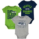 NFL シーホークス ベビー服 セット Outerstuff（アウタースタッフ） ベビー ネイビー (18 Newborn Eat, Sleep, Drool 3-Piece Creeper Set)