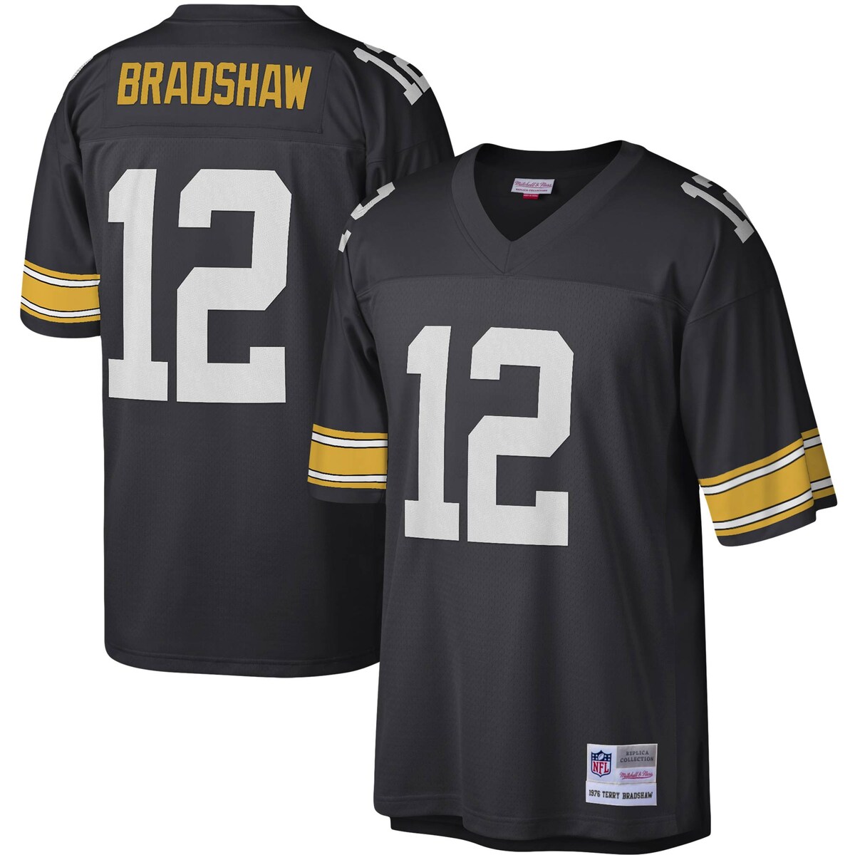 【公式グッズ】NFL スティーラーズ テリー・ブラッドショー レプリカ ユニフォーム Mitchell & Ness（ミッチェル＆ネス） メンズ ブラック (Men's MNC Legacy Replica Jersey) その1