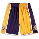 Your Los Angeles Lakers loyalty is easy to spot each time you sport these Mitchell & Ness Split Swingman shorts. Mesh fabric keeps you cool around the clock, while side pockets conveniently hold your essentials. A bold Hardwood Classics design with vintage Los Angeles Lakers colors and graphics show you're no casual fan.Mesh fabricMachine wash, tumble dry lowOfficially licensedTwo side pocketsInseam for size XLT measures approx 11''Heat-sealed fabric appliqueImportedMaterial: 100% PolyesterElastic waistband with drawstringBrand: Mitchell & Ness