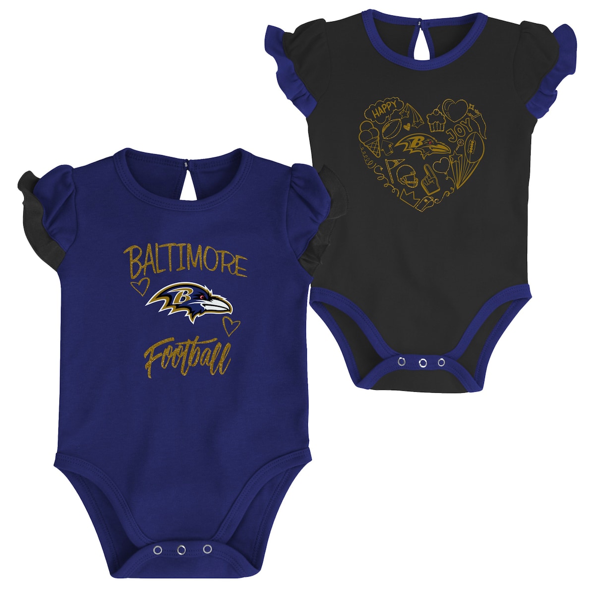 NFL レイブンズ ロンパースセット Outerstuff（アウタースタッフ） ベビー パープル (22 Newborn Too Much Love 2 Piece Creeper Set)