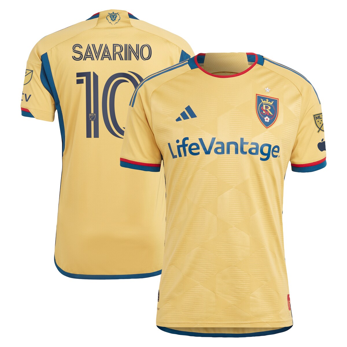 Look and feel like the real deal when you add this Jefferson Savarino 2023 The Beehive State Kit Authentic Player Jersey to your Real Salt Lake collection. A modern twist on the cult classic 2010 uniform, this kit is a complete representation of the people that make up the great state of Utah, a.k.a., the Beehive State. This adidas gear features AEROREADY technology and ventilated, mesh panels that work together to keep you dry and comfortable all game long. Its exciting Real Salt Lake graphics will motivate you to cheer on your favorite team as they take the pitch.Machine wash, tumble dry lowAuthentic JerseyAEROREADY technology absorbs moisture and makes you feel dryBrand: adidasEmbroidered adidas logo on right chestMaterial: 100% PolyesterJersey Color Style: SecondaryHeat-sealed sponsor logo on chestOfficially licensedImportedTagless collar for added comfortVentilated mesh panel insertsSewn on embroidered team crest on left chestBackneck taping - no irritating stitch on the back