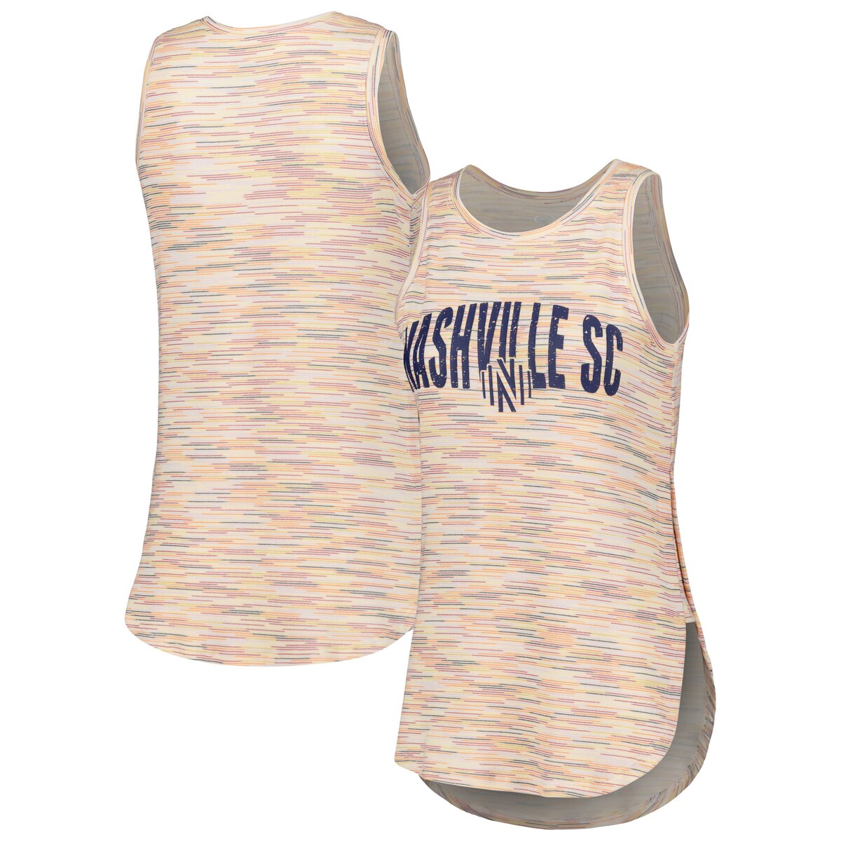 Showcase a sporty look and proudly wave the Nashville SC flag each time you reach for this Sunray tank top from Concepts Sport. Featuring distressed graphics for a lived-in look, this tank brings club spirit to your next outing. The side cut-out offers optimal breathability and ease of movement, which makes this top perfect for cheering your club on the pitch.Officially licensedMachine wash, tumble dry lowDistressed screen print graphicsSublimated designSleevelessImportedMaterial: 60% Rayon/37% Polyester/3% SpandexCrew neckBrand: Concepts SportRounded hem with side splitsSide cut-out at hem