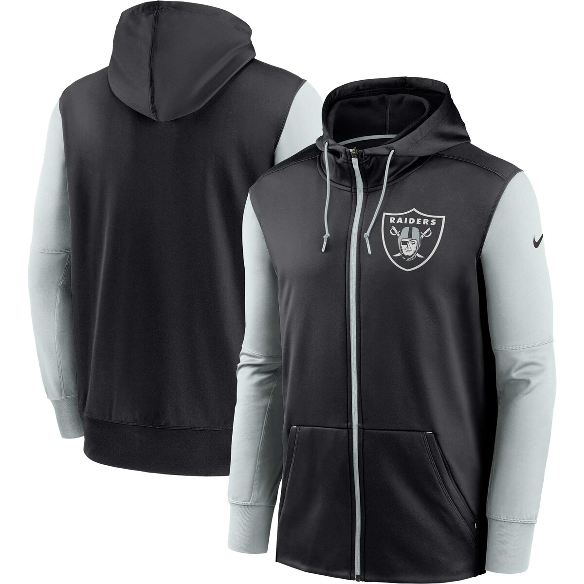 NFL レイダース フルジップアップ パーカー Nike ナイキ メンズ ブラック (23 NFL FANGEAR Men's Nike Therma Full Zip Hoodie)