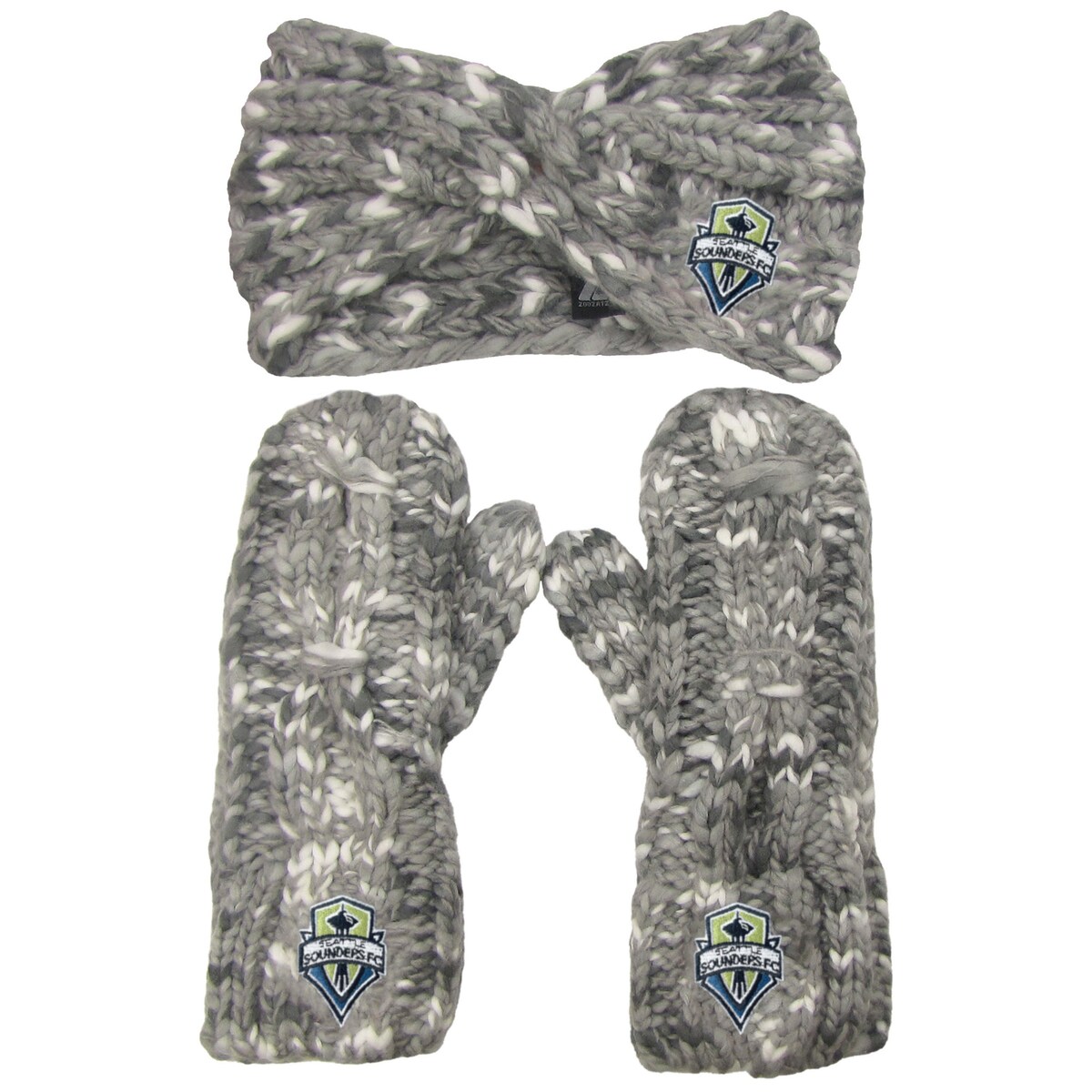 Accessorize your Seattle Sounders FC outfit with this ZooZatz set. It includes a headband and mittens with classic Seattle Sounders FC embroidery that stands out against the eye-catching marled design. Soft knit fabric offers warmth and comfort on chilly match days.Hand wash, dry flatBrand: ZooZatzOne size fits mostOfficially licensedHeadband measures approx. 6'' wideImportedEmbroidered graphicsKnit designMaterial: 100% Acrylic - Outer; 100% Polyester - LiningSet includes headband and mittens