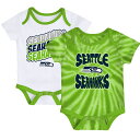 NFL シーホークス ベビー服 セット Outerstuff（アウタースタッフ） ベビー ネオングリーン (22 Newborn Monterey 2 Pack Tie Dye SS Creeper Set)