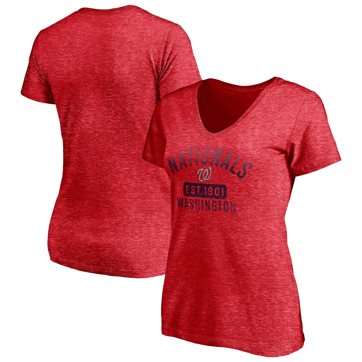 MLB ナショナルズ Vネック Tシャツ Fanatics（ファナティクス） レディース ヘザーレッド (Women's Fanatics Brands Old Time Favorite Short Sleeve V-Nec)