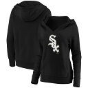 【公式グッズ】MLB ホワイトソックス プルオーバー パーカー Fanatics/ファナティクス レディース ブラック (Women's Core Official Logo Crossover Neck Pullover Hood)