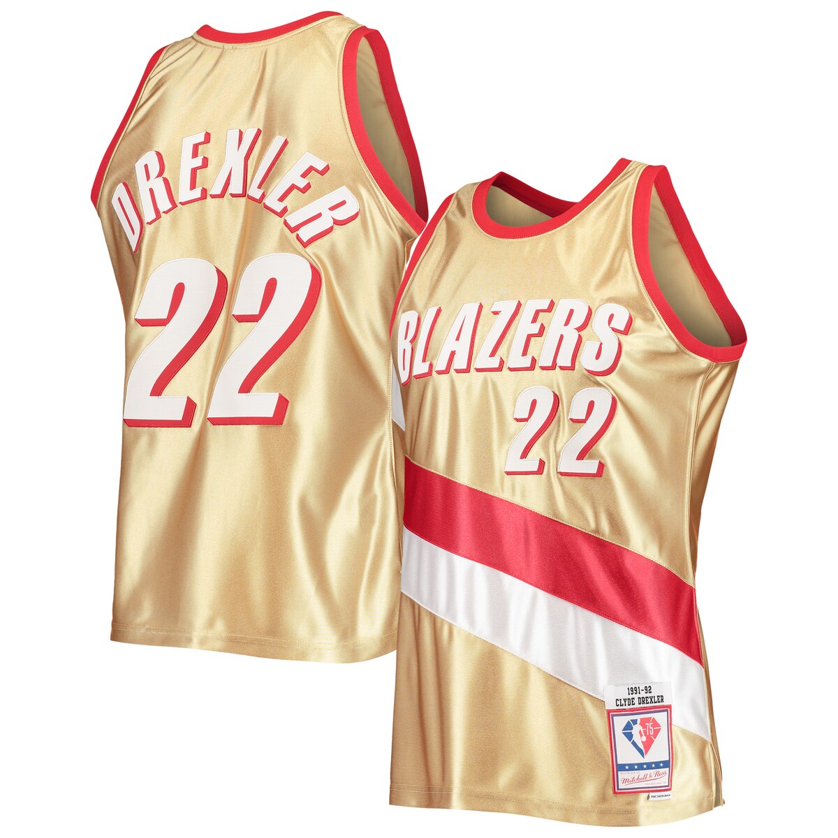 NBA トレイルブレイザーズ クライド ドレクスラー ユニフォーム Mitchell Ness（ミッチェル＆ネス） メンズ ゴールド (MNC NBA 75TH ANNIVERSARY GOLD SWINGMAN JERSEY)