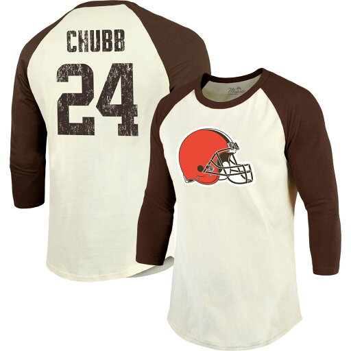 NFL ブラウンズ ニック・チャブ Tシャツ Majestic(マジェスティック) メンズ クリーム (Men's Cream 3/4 Raglan Player N&N Top) NFL ブラウンズ ニック・チャブ Tシャツ Majestic(マジェスティック) メンズ クリーム (Men's Cream 3/4 Raglan Player N&N Top)