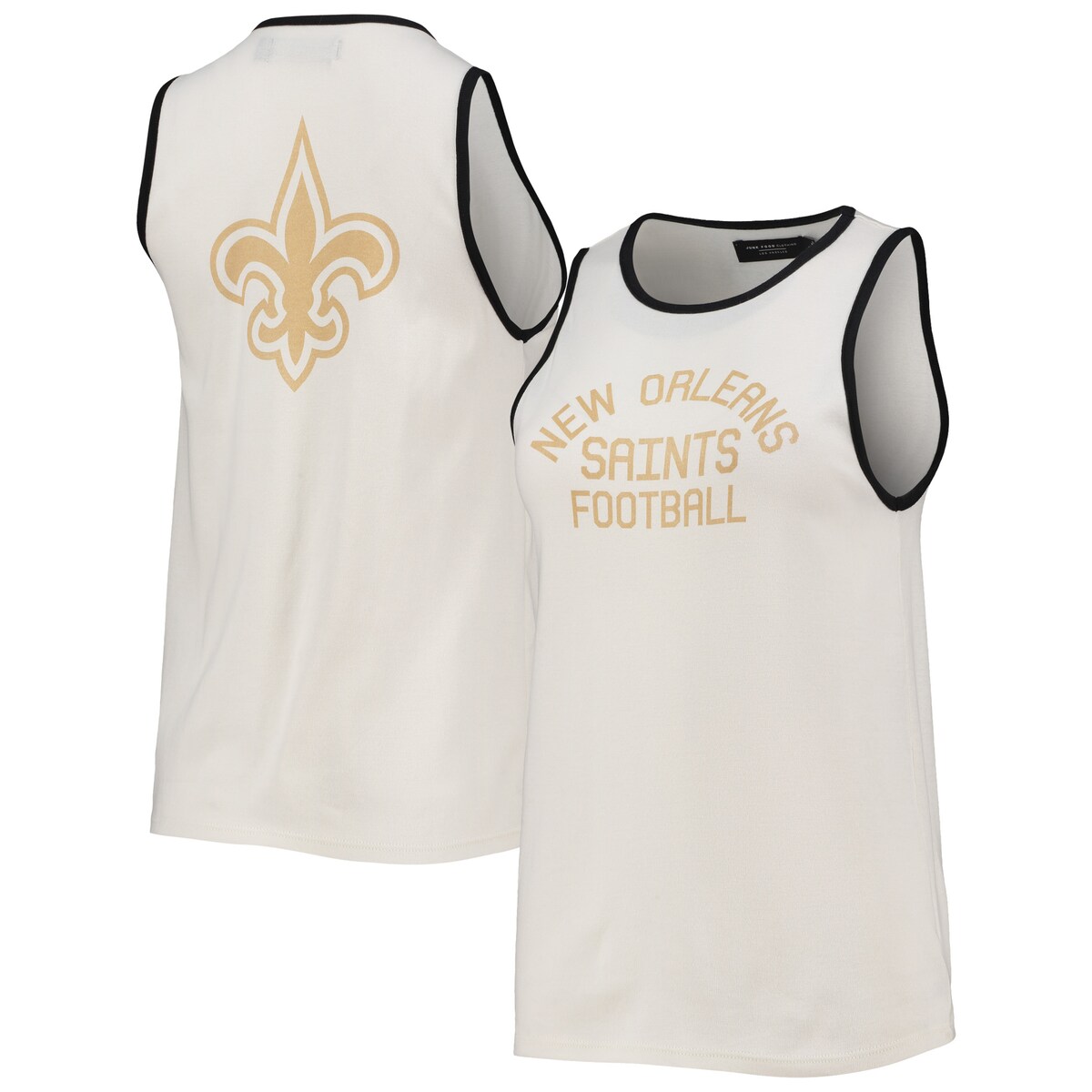 Beat the heat in throwback New Orleans Saints fashion with this Pop Binding tank top from Junk Food. It features eye-catching contrast-color piping that draws attention to the vintage New Orleans Saints graphics across the chest. In addition, its relaxing scoop neck design offers a comfortable fit and a classic warm-weather look.ImportedMachine wash, tumble dry lowOfficially licensedScreen print graphicsBrand: Junk FoodMaterial: 100% CottonContrast-color pipingSleeveless