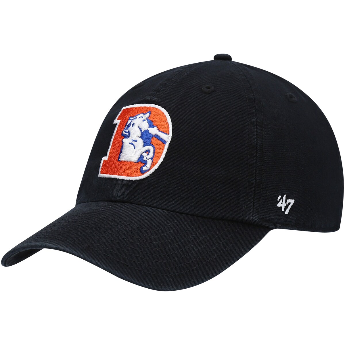 Stay committed to the Denver Broncos as you express your fandom in this Clean Up adjustable hat from '47. The unstructured, relaxed design of this cap acts as the perfect canvas for the bold Denver Broncos graphics displayed on the crown. You'll love sporting this piece of headwear on game day, or every day.Unstructured relaxed fitImportedLow CrownAdjustable fabric strap with snap buttonCurved billOne size fits mostWipe clean with a damp clothOfficially licensedThe '47 Clean Up is a popular headwear silhouette with its relaxed crown and curved visorSix panels with eyeletsWoven clip tag on backVintage team logo embroidered on front panelsMaterial: 100% CottonBrand: '47