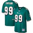 Showcase your appreciation for the storied career of Jason Taylor by sporting this 2006 Legacy Replica jersey from Mitchell & Ness. It features a distinctive throwback Miami Dolphins design and a commemorative Jason Taylor tag near the bottom hem. Mesh fabric also gives this vintage jersey a breathable feel for comfortable wearing.Stitched tackle twill appliqueBrand: Mitchell & NessImportedOfficially licensedMachine wash, line dryEmbroidered NFL Shield at collarDroptail hem with side splitsMesh fabricScreen print accentsV-neck with fabric overlay Short sleeveWoven tags at bottom hemMaterial: 100% Polyester