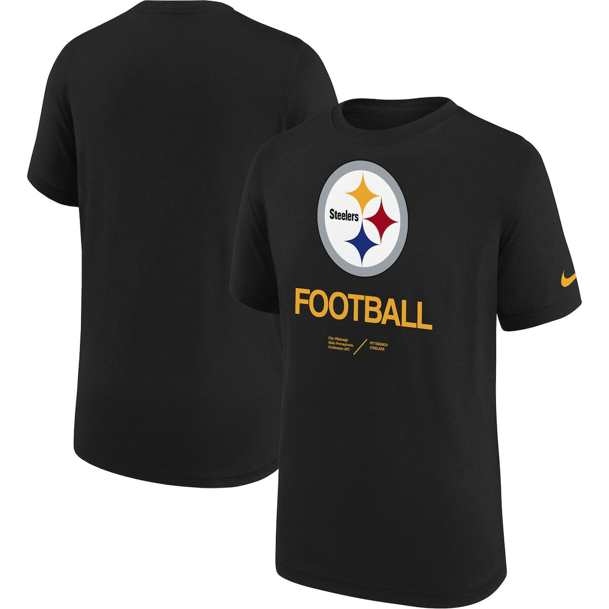 NFL スティーラーズ Tシャツ Nike ナイキ キッズ ブラック (22 Youth Sideline Dri-Fit Team Issue Legend SST)