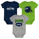 NFL シーホークス ロンパースセット Outerstuff アウタースタッフ ベビー ネイビー 22 Infant Game On 3 Piece Creeper Set 