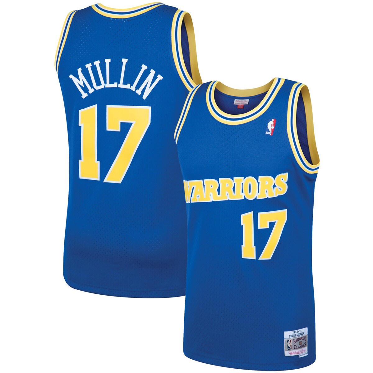 Rep one of your all-time favorite pros with this Chris Mullin Swingman jersey from Mitchell & Ness. The throwback Golden State Warriors details are inspired by the franchise's iconic look of days gone by. Every stitch on this jersey is tailored to exact team specifications, delivering outstanding quality and a premium feel.Rib-knit collar and arm openingsSwingman ThrowbackOfficially licensedMaterial: 100% PolyesterWoven tag with player detailsHeat-sealed NBA logoCrew neckImportedWoven jock tagTackle twill graphicsBrand: Mitchell & NessSide splits at waist hemMesh fabricMachine wash, line drySleeveless