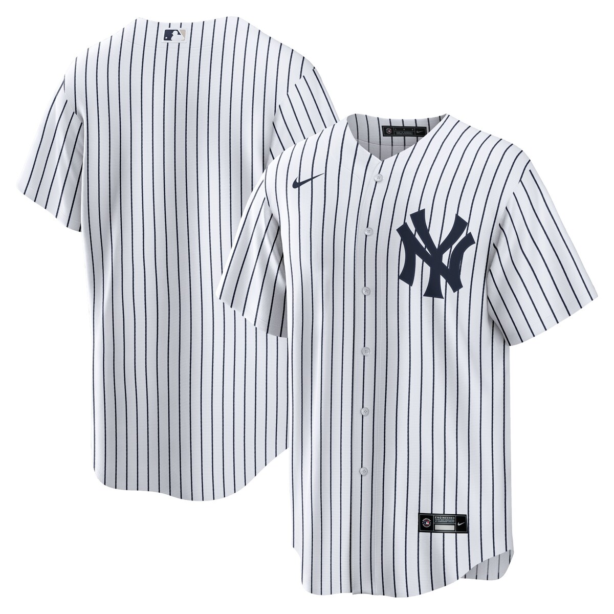 Whether you're watching from the couch or from the stands, you'll be the biggest New York Yankees fan around when you sport this Home Blank Replica Jersey! This jersey features detailed New York Yankees graphics that will showcase your team pride no matter where you rock it. The full-button front and comfortable fit will keep you cool and ready for action, making it the perfect addition to your collection of team gear.Replica JerseyMachine wash gentle or dry clean. Tumble dry low, hang dry preferred.Officially licensedHeat-sealed transfer appliqueImportedJersey Color Style: HomeMaterial: 100% PolyesterHeat-sealed jock tagBrand: NikeFull-button frontRounded hemMLB Batterman applique on center back neck