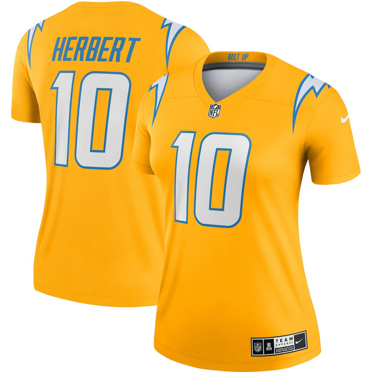 NFL チャージャーズ ジャスティン・ハーバート ユニフォーム Nike ナイキ レディース ゴールド (Women's Nike Inverted Legend Jersey)