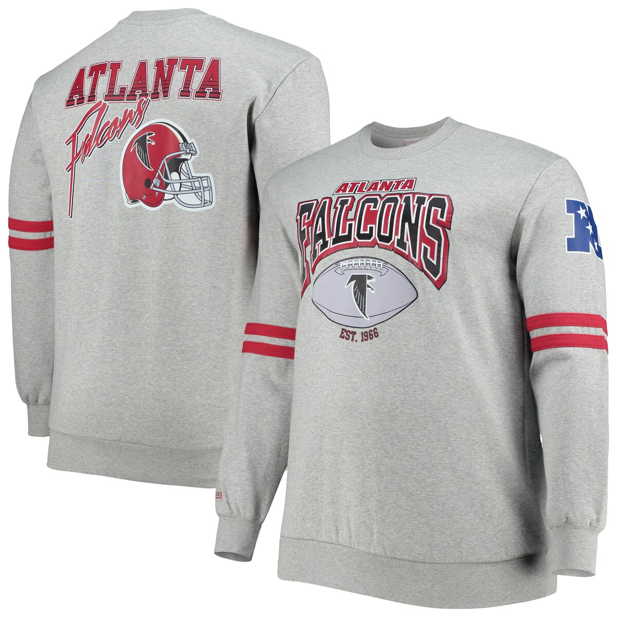 NFL ファルコンズ トレーナー Mitchell & Ness（ミッチェル＆ネス） メンズ ヘザーグレイ (21 Mens B&T All Over Print Crew)