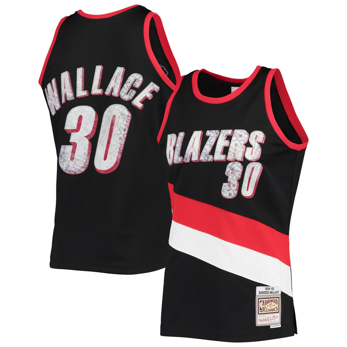 NBA トレイルブレイザーズ ラシード ウォレス ユニフォーム Mitchell Ness（ミッチェル＆ネス） メンズ ブラック (MNC NBA 75th Anniversary Diamond Swingman)