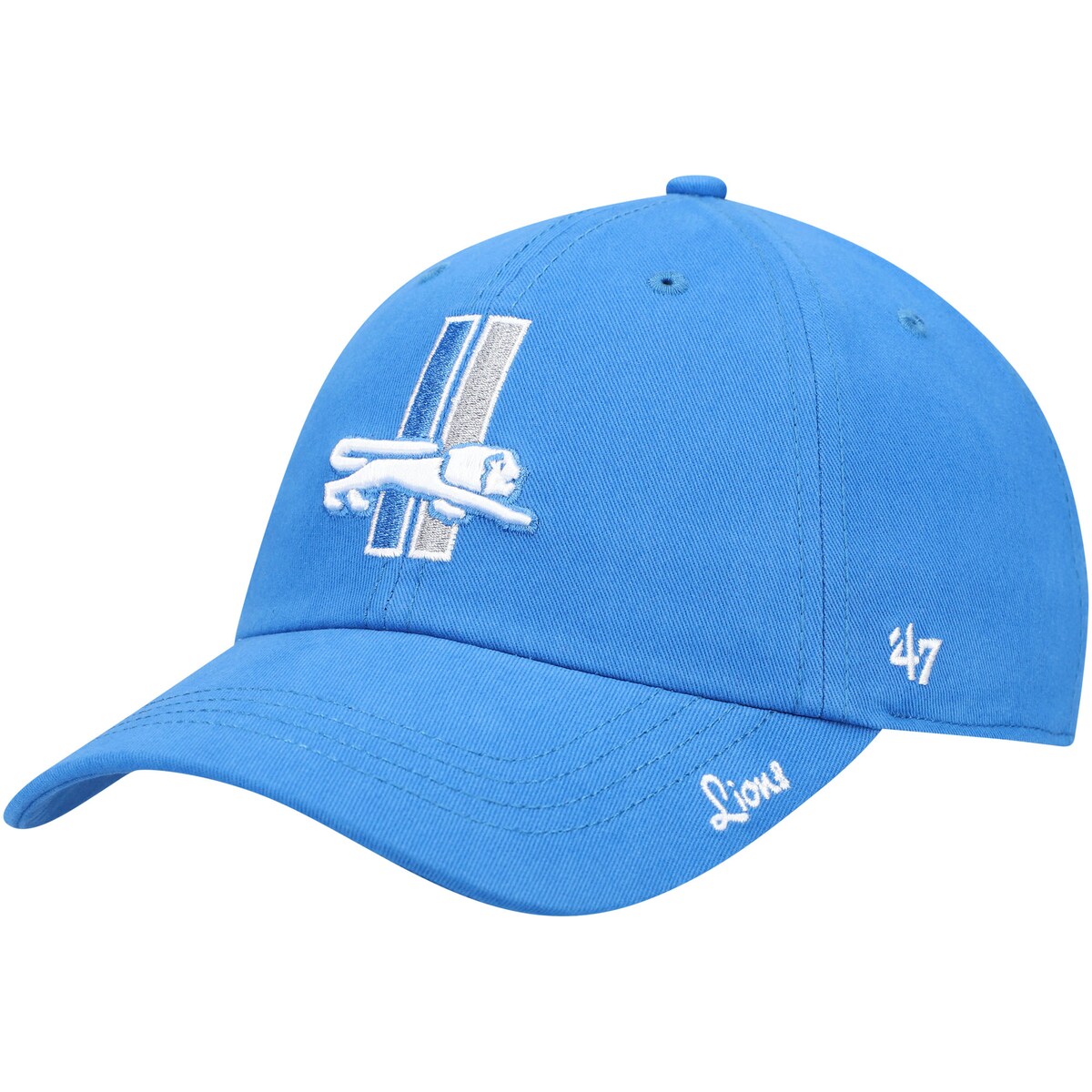 A relaxed cap is the perfect accoutrement to a game day ensemble. Let yours be this Miata Clean Up hat by '47. With a bold Detroit Lions logo in raised embroidery on the crown complimented by a subtle team wordmark on the bill, this adjustable cap can be easily matched with a variety of team tees. Finish your Detroit Lions look with this hat and ensure your fandom is never in question.Curved billMaterial: 100% CottonBrand: '47One size fits mostSix panels with eyeletsSurface washableAdjustable fabric strap with snap buckleEmbroidered graphics with raised detailsLow CrownOfficially licensedUnstructured relaxed fitImported