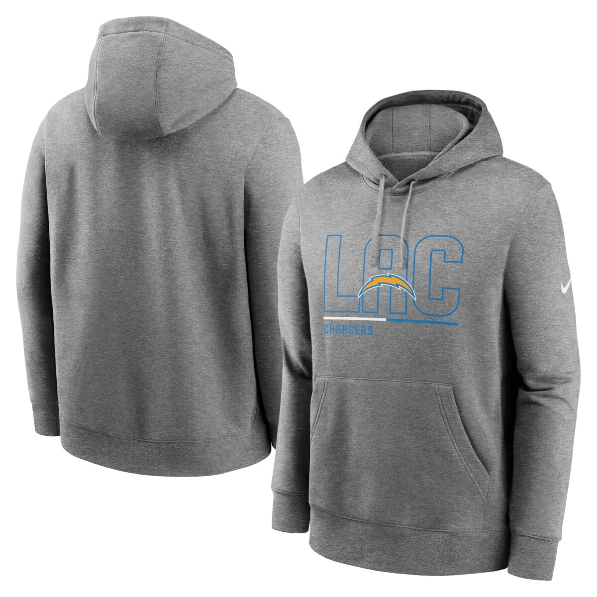 【公式グッズ】NFL チャージャーズ フリース プルオーバー パーカー Nike ナイキ メンズ ヘザーグレイ (22 Men's Nike City Code Club Fleece Pullover Hoodie)
