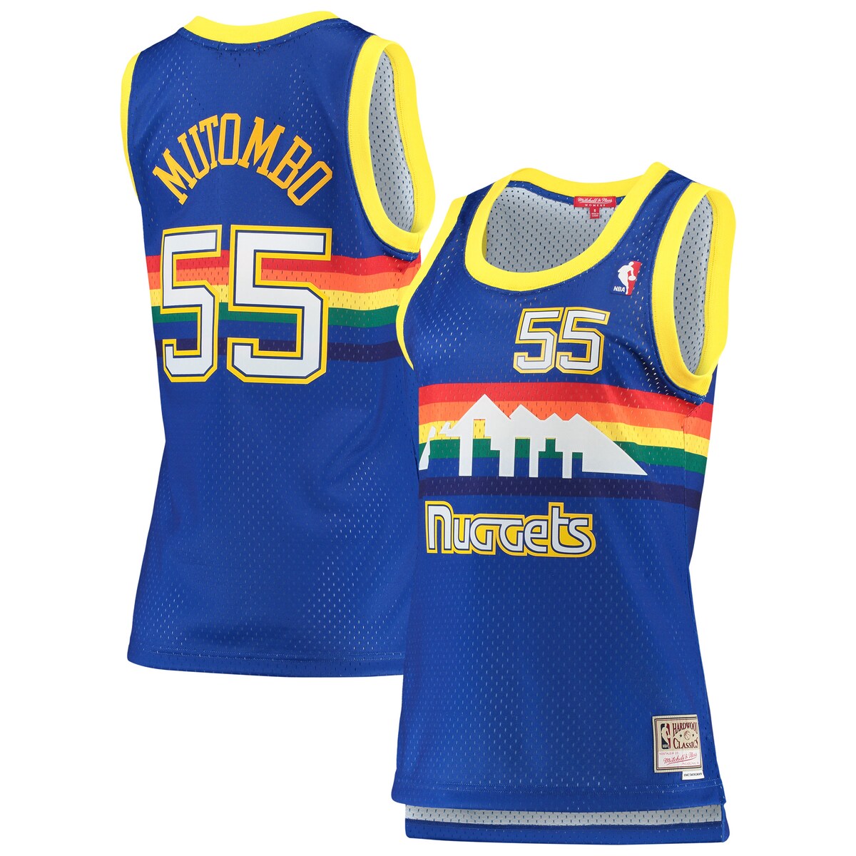 No other athlete compares to the level of respect you have for Dikembe Mutombo. Now, showcase your pride for your all-time favorite basketball player with his very own Denver Nuggets Hardwood Classics swingman jersey. This Mitchell & Ness jersey puts an exciting twist on your team's usual look, complete with throwback graphics from the 1991-92 season.Machine wash, tumble dry lowSplit hem with droptailImportedSwingmanOfficially licensedBrand: Mitchell & NessTackle twill graphicsMaterial: 100% PolyesterWoven jock tagCrew neck