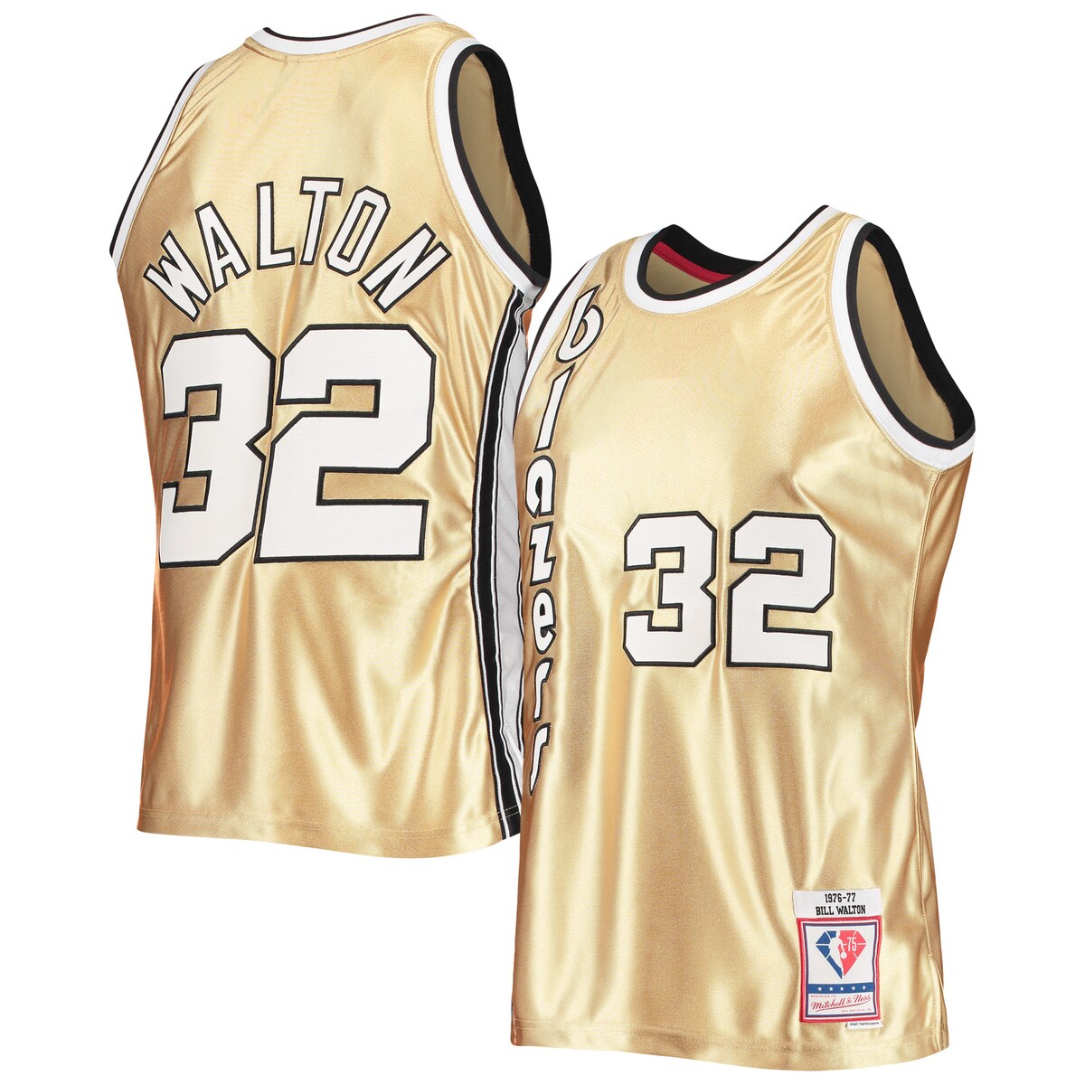 NBA トレイルブレイザーズ ビル ウォルトン ユニフォーム Mitchell Ness（ミッチェル＆ネス） メンズ ゴールド (MNC NBA 75TH ANNIVERSARY GOLD SWINGMAN JERSEY)